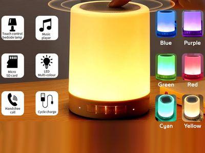 Portable Wireless Bluetooth Speaker Mini Player Touch Pat Light Colorful LED Night Light Bedside Table Lamp