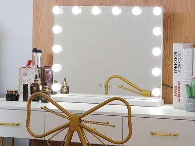 Large Lighted Vanity Mirror with 14 Dimmable LED Bulbs ,3 Color Modes, Touch Control