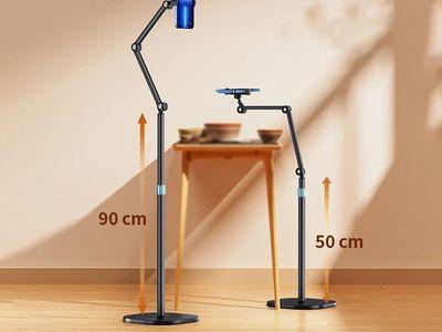 Mobile and Tablet Floor Stand Flexible Angle Adjustment with Adjustable Height and Stable Base