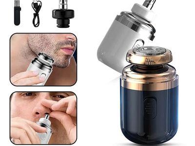 Mini Portable Electric Shaver with Nose Hair Trim Head