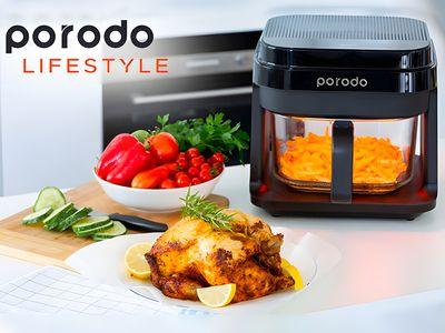 Porodo Lifestyle 5.5L Capacity Full Glass Air Fryer Cooked Perfectly with Advanced Heat Circulation