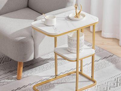 Modern Design Two-Tier Side Coffee Table with a Sturdy Metal Frame