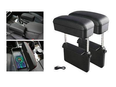 Universal Car Armrest Box Storage Box Adjustable Armrest Box Central Box Elbow Support Pad Wireless Charger