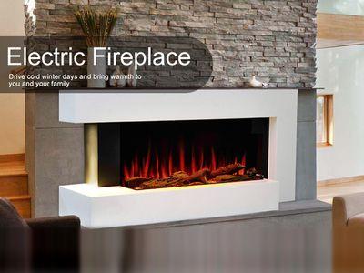 Modern wood decorative wall heater, insert LED flame hanging remote control electric fireplace