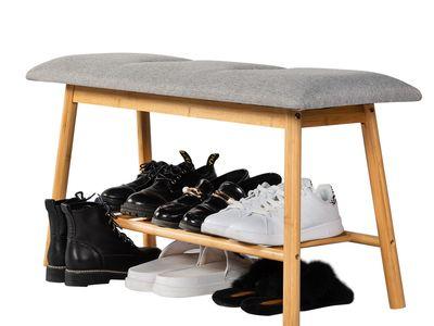 Shoe Rack with Cushioned Seat Shoe Bench