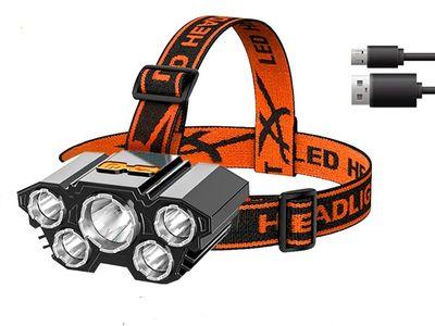 5 LED with Built-in 18650 Battery USB Rechargeable Portable Flashlight Lantern Torch Headlamp