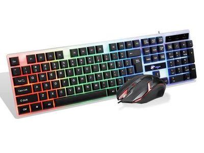 L-Shark T-350 USB Wired Rainbow Light Gaming Keyboard + LED Mouse