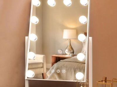 Hollywood Vanity Makeup Mirror with Lights 12 Dimmable Bulbs LED Lighted 360°Rotation 3 Color Mode Smart Touch Control