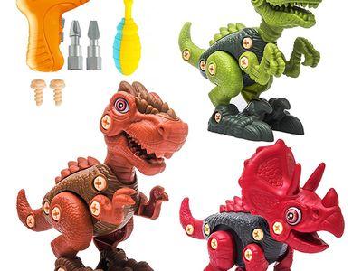 Take Apart Dinosaur Toys for Kids, Construction Dinosaur Kit with Electric Drill