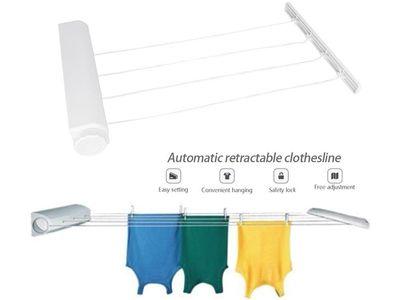 Clothes 4-Line Rack Wall Clothing Hanger Washing Rope Bathroom Accessory