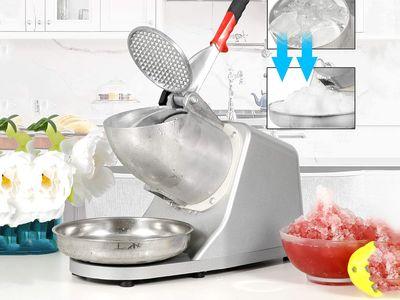 Electric Ice Shaver Machine, Ice Crusher, Stainless Steel Snow Cone Maker for Ice Cream, Cold Drinks, Fruit Dessert and Cocktail