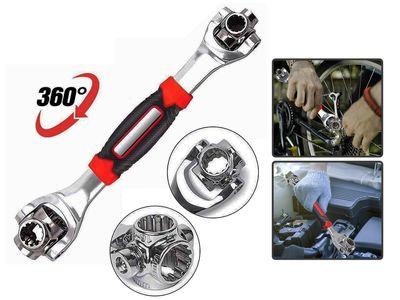 Universal Wrench 48-in-1 Multifunction Hand Tool with Spline Bolts 360 Degree Revolving Spanner