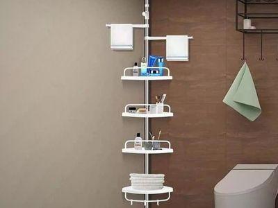 Adjustable Bathroom Multi Corner Shelf Shower Organizer Pole Large 4 Tier Telescopic Corner Shelf