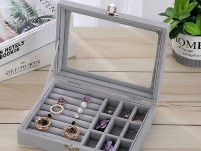 DUSTPROOF COMPARTMENT PORTABLE TRANSPARENT JEWELRY STORAGE BOX