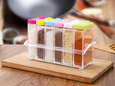 6 Piece Clear Seasoning Rack Spice Jar/ Multipurpose Acrylic Containers