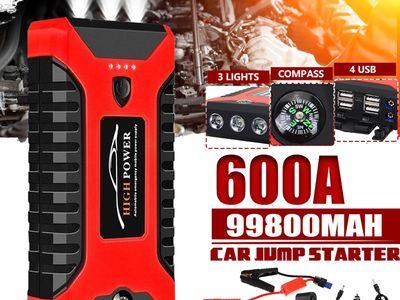 Car Jump Starter Pack 99800mAh 600A Portable 4 USB Power Bank Car Battery Booster Charger 12V Starting Device