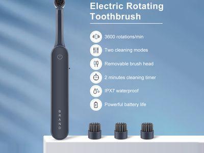 Rotating Electric Toothbrush 360°Rotating Rechargeable with 3 Brush Heads