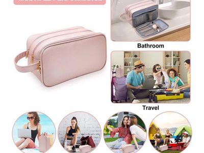 High-Quality Waterproof leather Cosmetic Organizer Makeup Bag