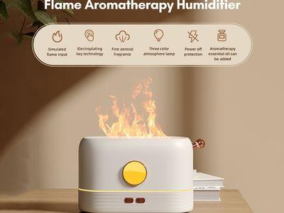 Air Humidifier and Diffuser 2 in 1 with Flame Light, 3 Colors Night Light Diffuser 200ml