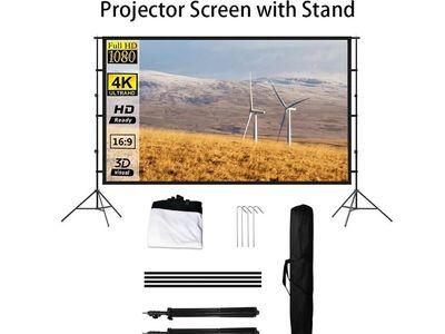 Projection Screen 16:9 HD Portable Projector Screen With Stand and Storage Bag