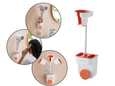 360 Degree Rotation Adjustable Hair Dryer Holder Home Bathroom Wall Mounted Waterproof Moisture Proof