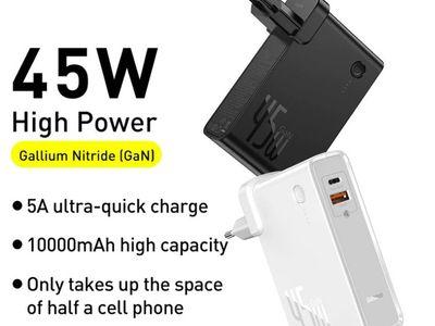 Baseus 45W 2-in-1 GaN Fast Charger and Power Bank with 2 Charging Ports Type-C + USB 