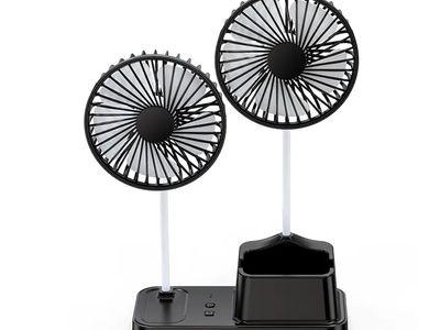 Double-Head Fan with Pen Holder 10W Rechargeable 3-Speed Noiseless Suitable for Home and Office