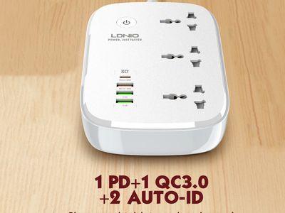 LDNIO Smart WiFi Power Strip Supports Fast Charging 30W with 3 Power Sockets with 3 USB Ports and a Type-C Port