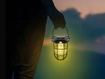 Waterproof Solar Powered Light Lamp with Handle with 3 Lighting Modes and Motion Sensor