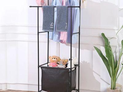 Double Metal Clothes Hanging Rack with Storage Bag and 4 360 Degree Swivel Wheels for Easy Moving