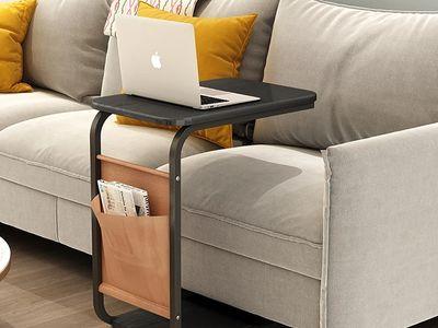 Distinctive Side Coffee Table With Side Storage Pocket and Bottom Shelf