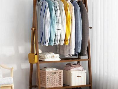 Clothes Rack with Two Bottom Shelves for Storing Shoes and Boxes