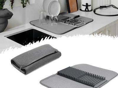 Super Absorbent Kitchen Towel with Foldable Dish Organizer