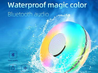 TWS Bluetooth Floating Pool Speaker with Colorful Lights IPX7 Waterproof