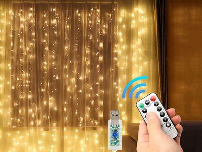 Window Curtain String Light, 200 Waterproof LED Twinkle Lights