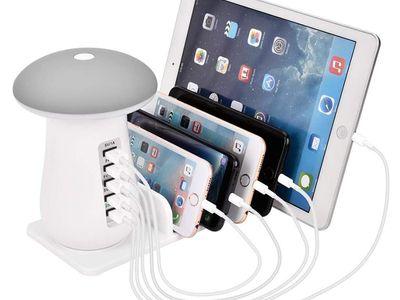 Mushroom Light Desktop Charging Station 5 USB Port 3.0 Fast Charging Bracket