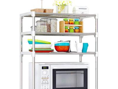  Multifunctional Double Layer Stainless Telescope Framework Microwave Storage Rack