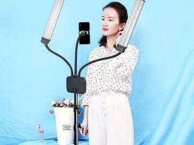 Double Arms Photographic Lighting Live Video Fill Light Two Tube LED Makeup Phone Camera Lamp with Tripod