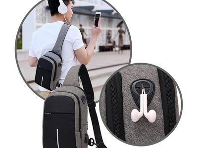 SMALL USB CHARGE ONE SHOULDER BAG MEN MESSENGER BAGS MALE WATERPROOF SLING CHEST BAG