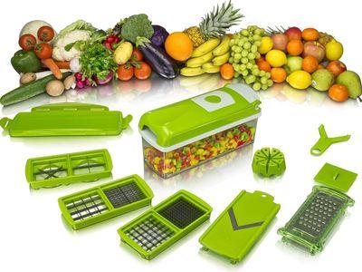 Nicer Dicer Plus compact 7-piece dicing set Vegetable, fruit, multi slicer Green