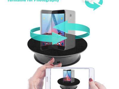 20cm Electric Motorized Rotating Mirror Display Turntable Max Load 1.5kg for Photography  & Accessories Display Powered by USB or Battery