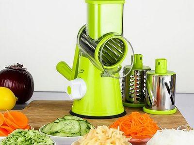 Multifunctional Stainless Steel Rotary Hand Vegetable Slicer with 3 Blades