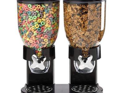 DOUBLE CEREAL DISPENSER DRY FOOD STORAGE CONTAINER DISPENSER MACHINE