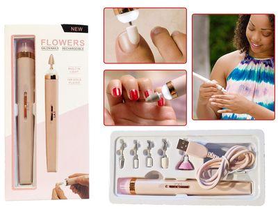 Flowers Salon Nails Kit Rechargable Full Manicure and Pedicure Tool