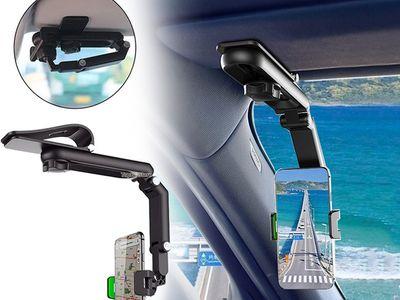 1080° Rotation Clip Car Sun Visor Cell Phone Holder Rearview Mirror Holder Desktop Car Bracket