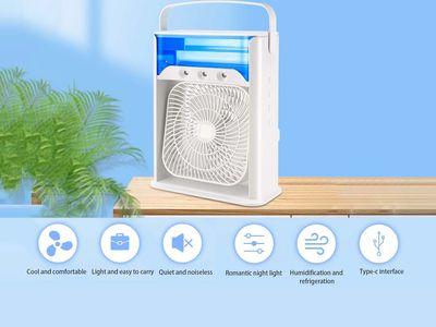 Multifunctional 3-In-1 Portable Air Conditioner Fan Water Cooler Fan 7 Colors Night Light