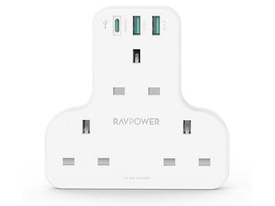 RAVPower RP-PC1036 PD Pioneer 20W 3 port charger White UK Version with 3 AC plug