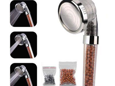 Filter Shower Head, Three Mode Anti Limestone Hand Shower, Water Saving Shower High Pressure Hand Shower