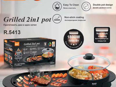 RAF R.5413  Electric Grill 2 in 1 Pot 1800W Non-Stick Cooking Surface With Temperature Control