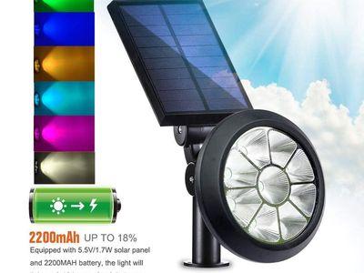 Solar Lights Outdoor 9 LEDs Multi-Color Spot Light with Auto On/Off, Waterproof Spotlight Solar Garden Lights